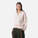 Jersey de punto fino crudo para mujer con cuello polo de PAN Producto Básico