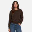 Jersey marrón chocolate de mujer Freequent de cuello redondo y manga larga