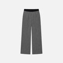 Pantalón palazzo gris de espiga Jarman para mujer con cintura elástica negra y pernera ancha.