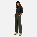 Pantalón recto de pana Jarman color verde para mujer con corte recto y cintura elástica.