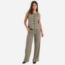 Pantalón FQBONNIE de Freequent de pierna ancha con dibujo de espiga