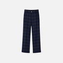 Pantalón recto de cuadros Jarman para mujer con largo al tobillo y bajo con vuelta disponible en azul marino, verde y granate.