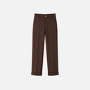 Pantalón recto marrón Jarman para mujer con largo al tobillo y bajo con vuelta.