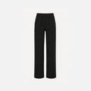 Pantalón recto de punto para mujer con cintura alta elástica negro