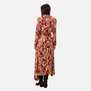 Vestido largo estampado Orfeo para mujer vista trasera con falda de bajo irregular